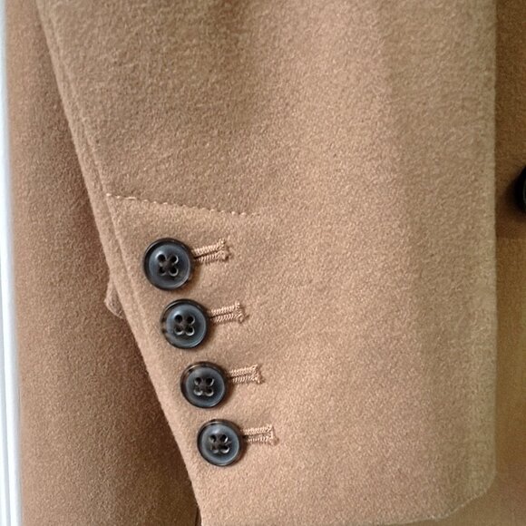 Banana Republic | Wool Blend Camel Tan Double Breasted Longline Top Coat - Picture 3 of 6